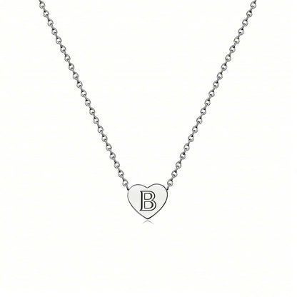 Dainty Initial Heart Necklace Personalized 26 Letters Available