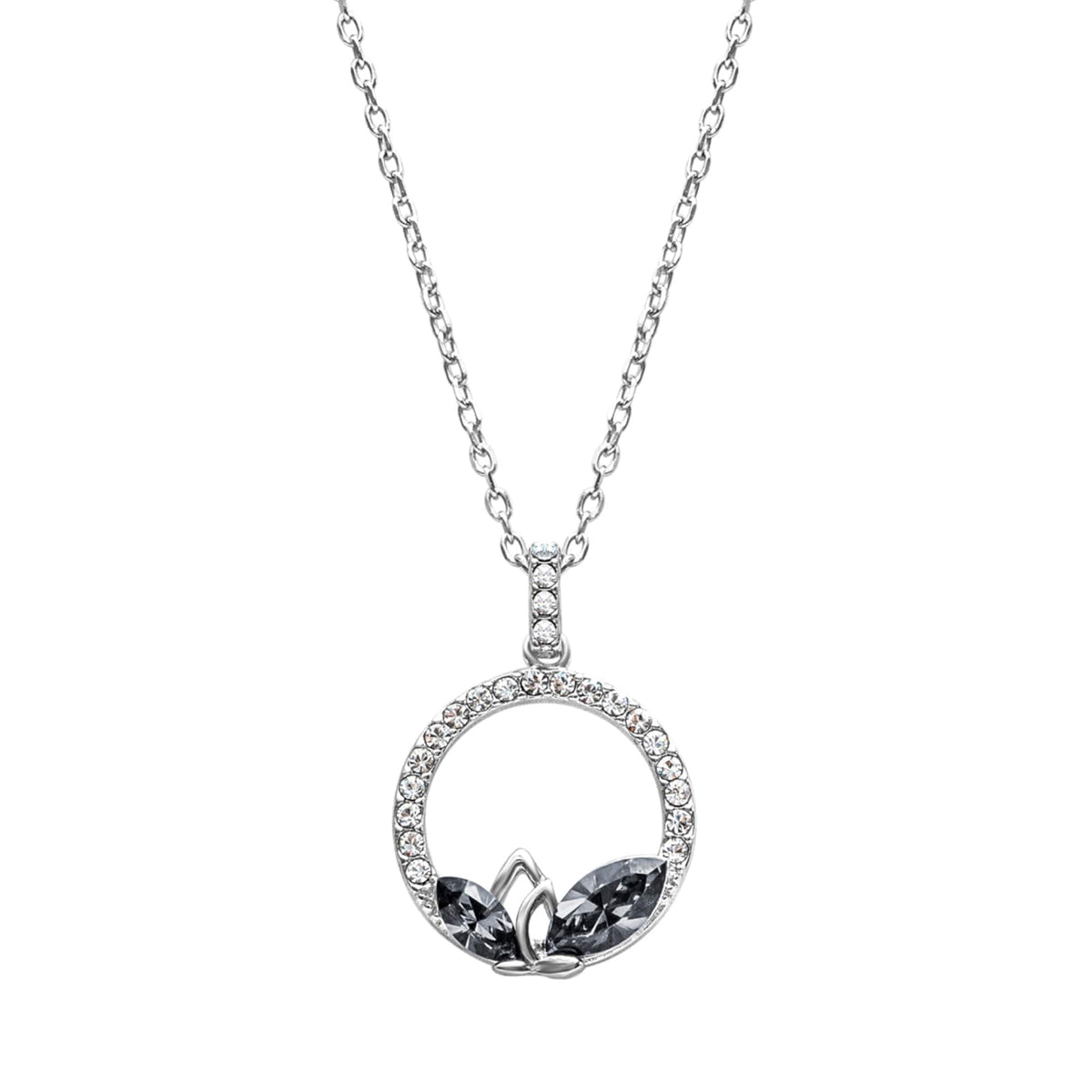 Elegant Dual Marquis Pavé Pendant Necklace – Embellished with Swarovski Crystals