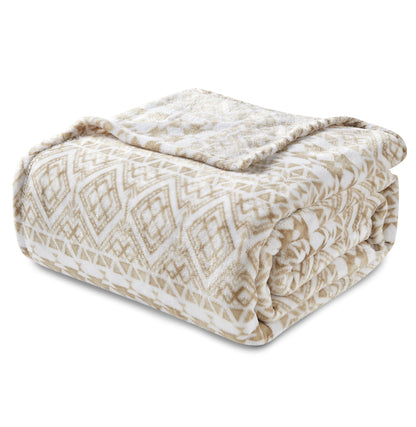 Elegant Comfort Printed Bed or Oversized Couch Blanket - Lightweight for All Season Warmth