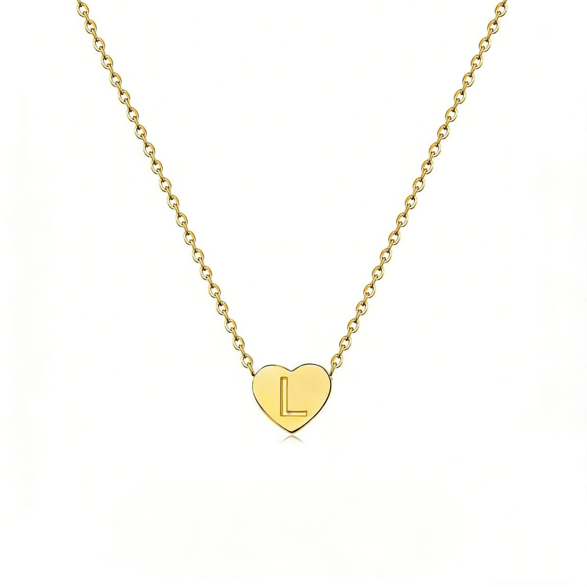 Dainty Initial Heart Necklace Personalized 26 Letters Available