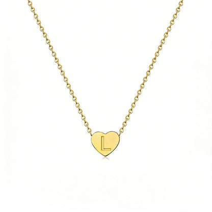 Dainty Initial Heart Necklace Personalized 26 Letters Available