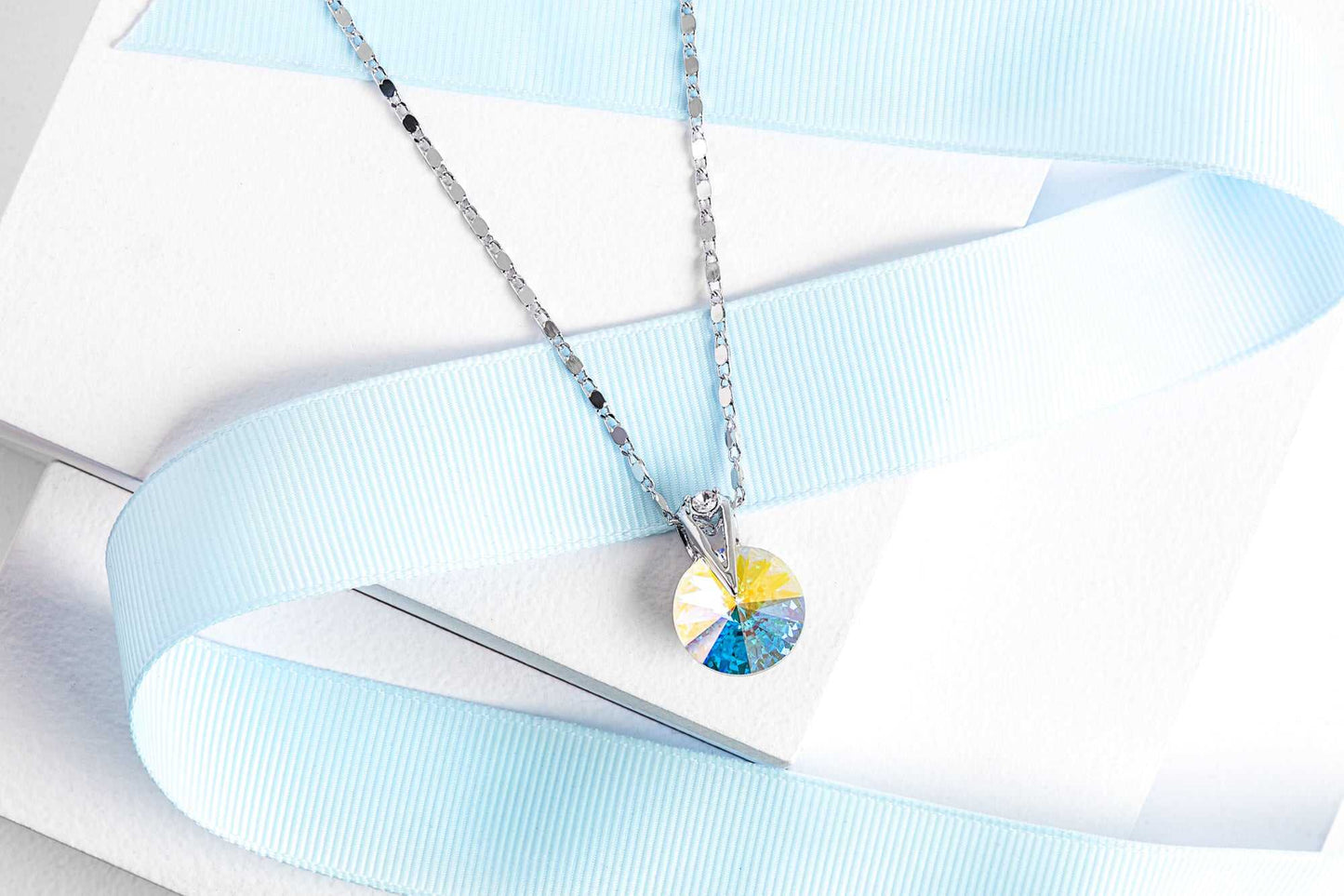 Crystal AB Rivoli Pendant Necklace with Swarovski Crystals