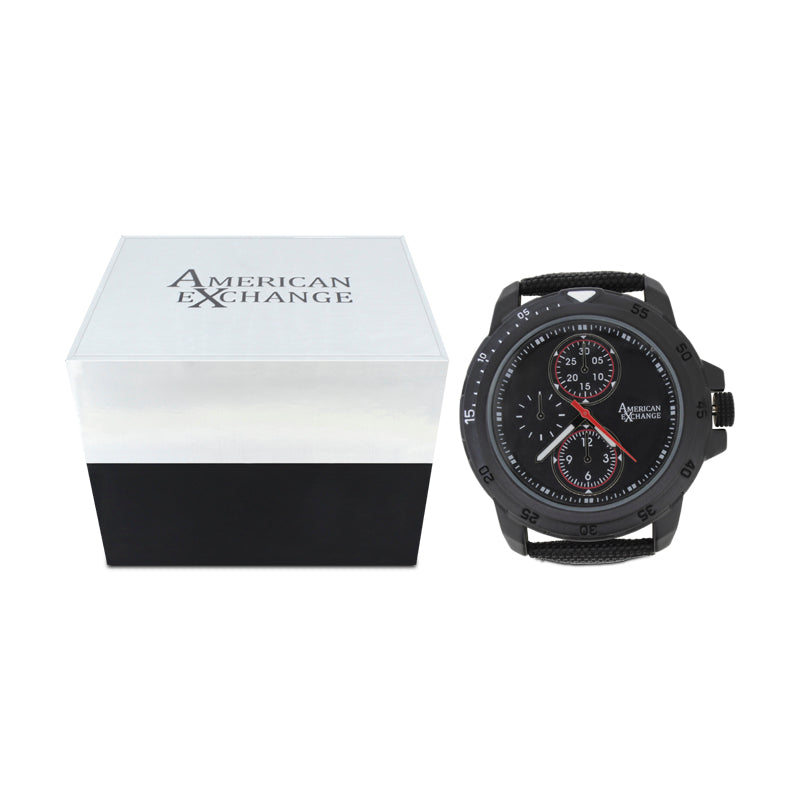 American Exchange Black Watch With Red Dial and Bracelet 5465