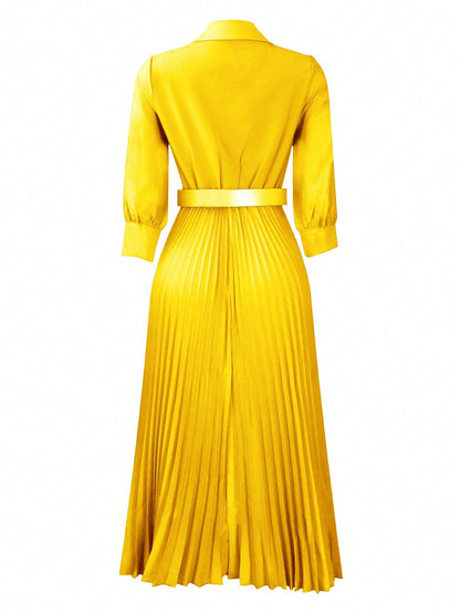 Chic YC Women's 3/4 Sleeve Flared A Line Dress