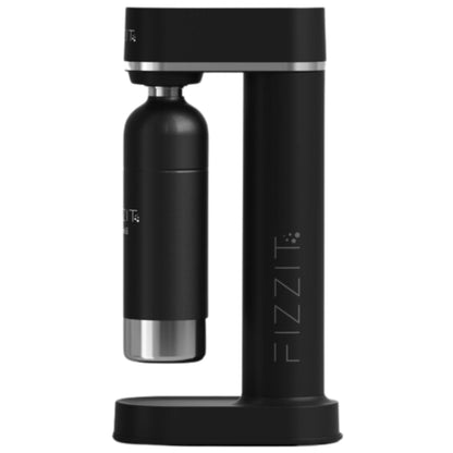 Black Fizzit Stainless Steel Sparkling Water Maker Bundle | Includes Soda Maker, CO2 Cylinder, & 12-Flavor Variety Pack | Customizable Carbonated Water Machine, Reusable Bottle & Eco-Friendly