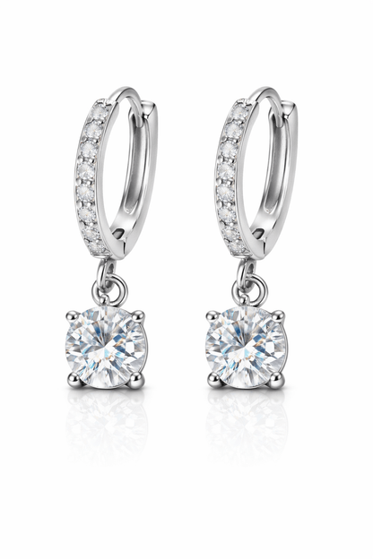 Crystal Huggie Drop Hoop Earrings