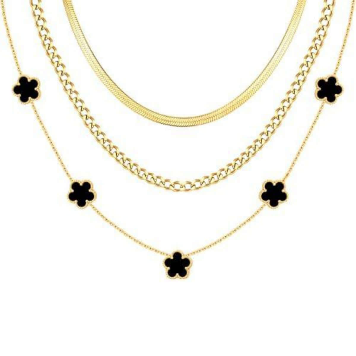 Dainty 3-Ply Clover Layered Necklace for Women
