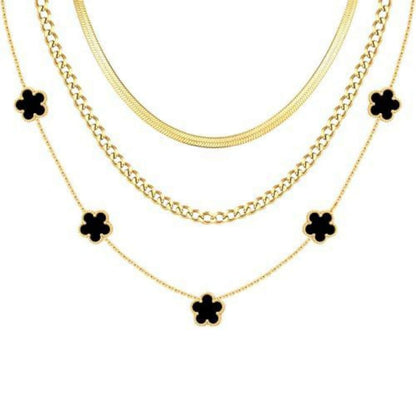 Dainty 3-Ply Clover Layered Necklace for Women