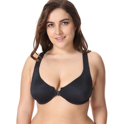 Front Closure Racerback Plus Size Underwire Bra