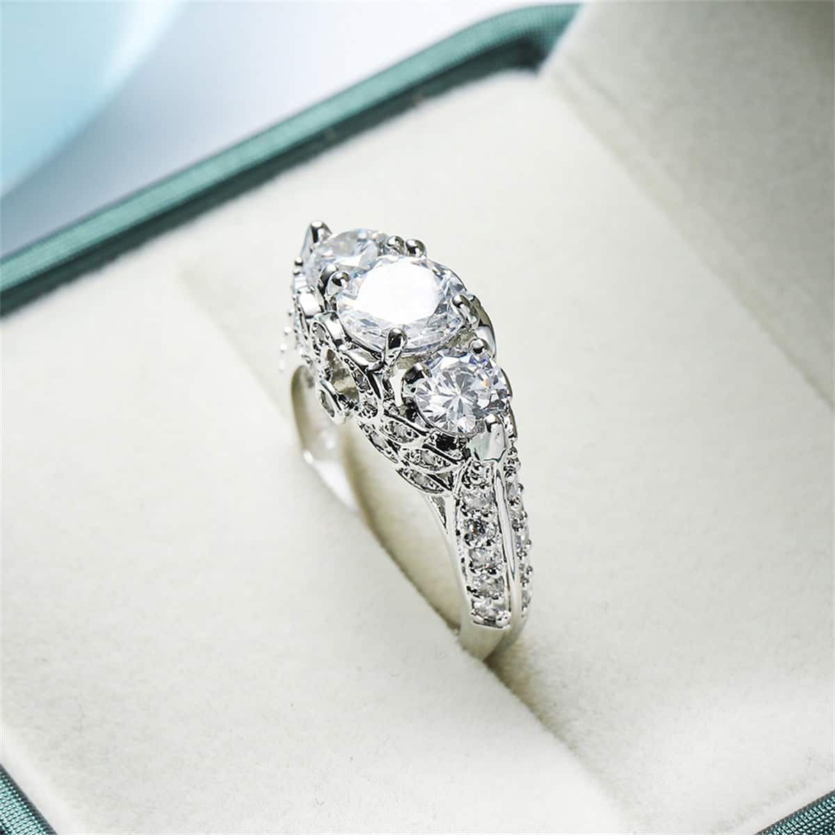 Crystal & Cubic Zirconia Round-Cut Botanical Ring