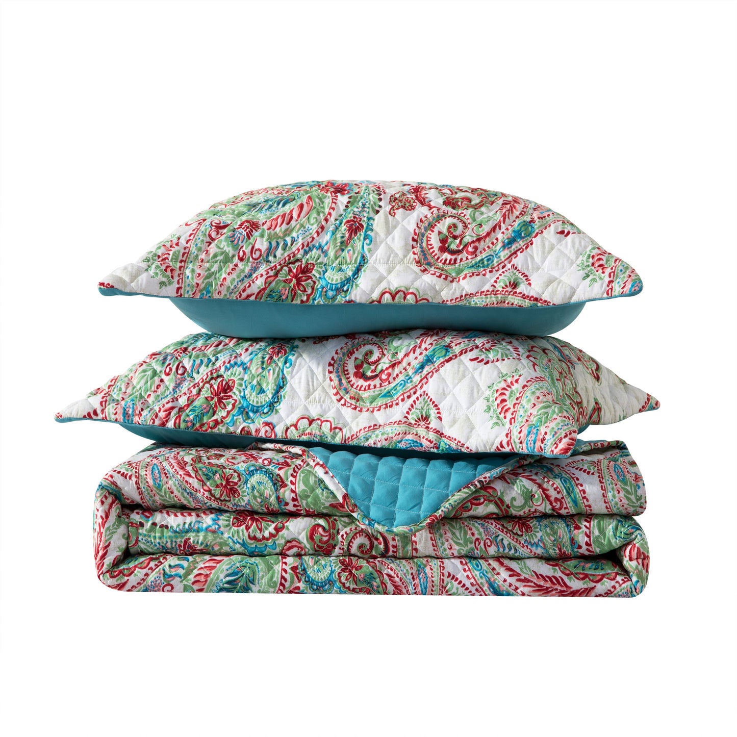 Elegant Comfort 3-Piece Paisley Quilted Reversible Bedspread Coverlet Set