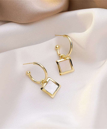 Acrylic & Goldtone Square Drop Earrings