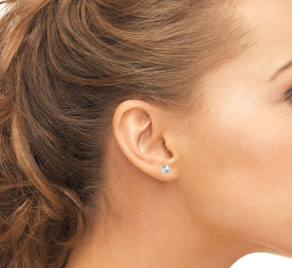 Gold Tone Emerald Cut Studs
