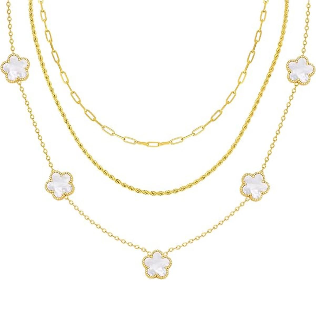 Dainty 3-Ply Clover Layered Necklace for Women