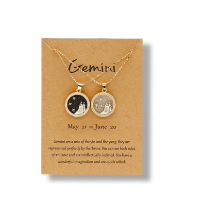 Crystal & 18K Goldtone Plated Zodiac Circular Set of 2 Pendant Necklaces - Gemini
