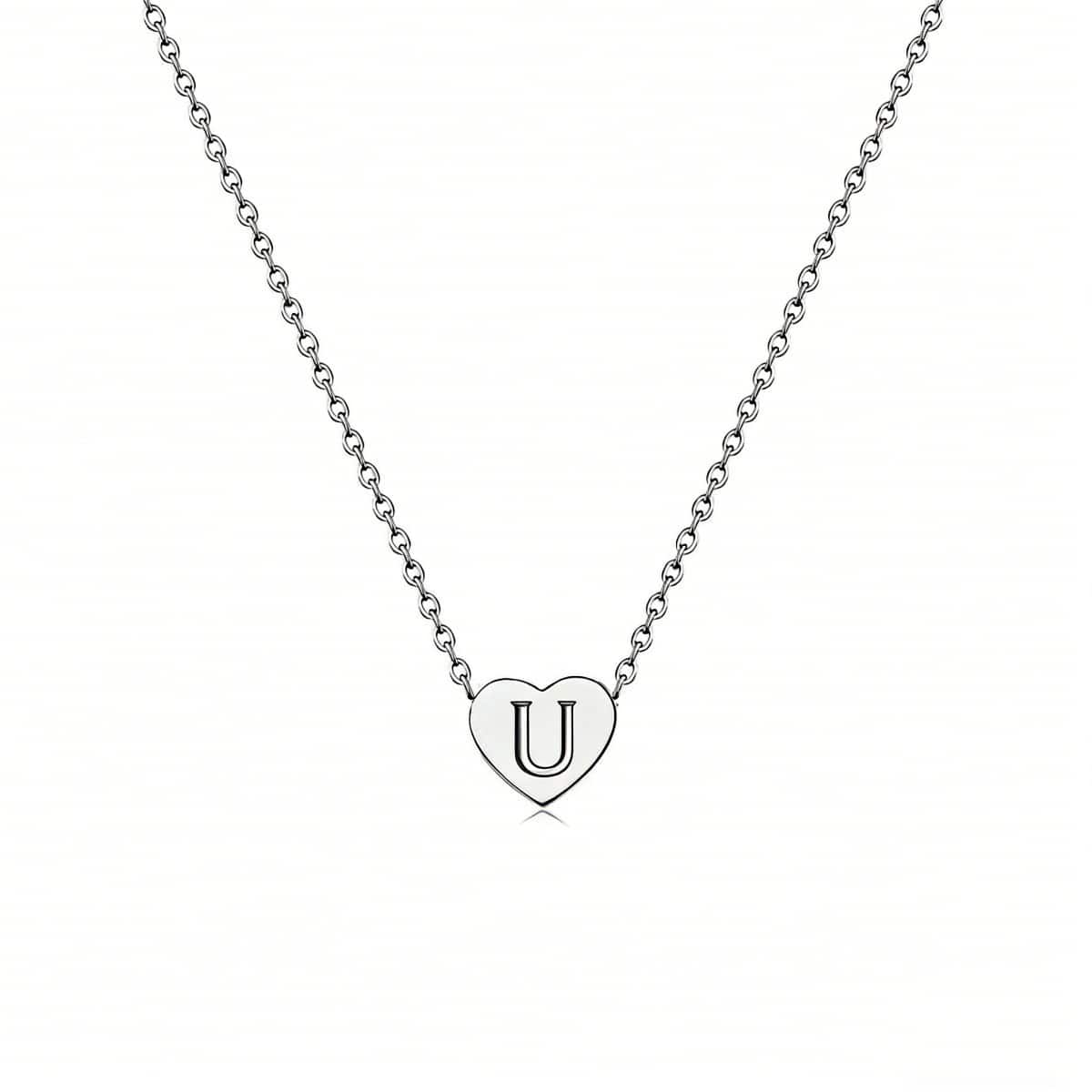 Dainty Initial Heart Necklace Personalized 26 Letters Available