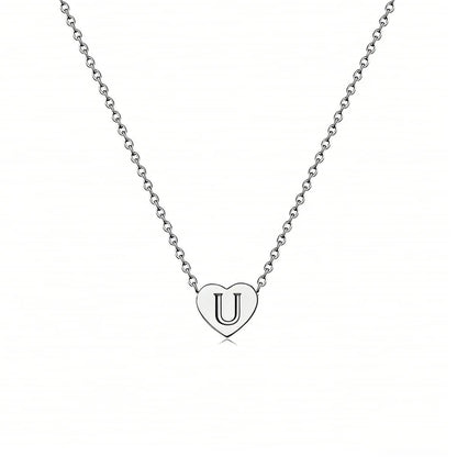 Dainty Initial Heart Necklace Personalized 26 Letters Available