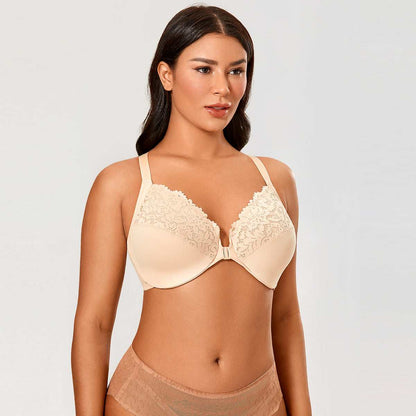 Front Closure Lace Underwire Full Coverage Bra