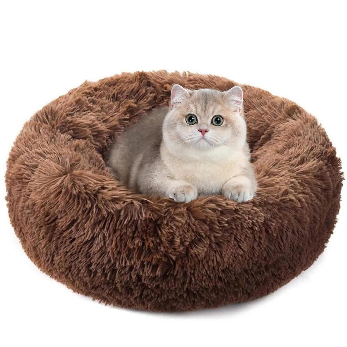 Fluffy Donut Calming Cat Bed