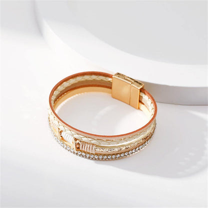 Beige & Cubic Zirconia Multistrand Cuff