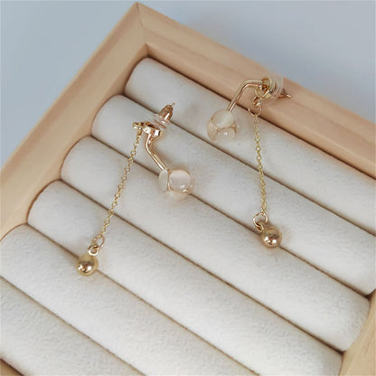 Cat's Eye & Cubic Zirconia Goldtone Ball Ear Jackets
