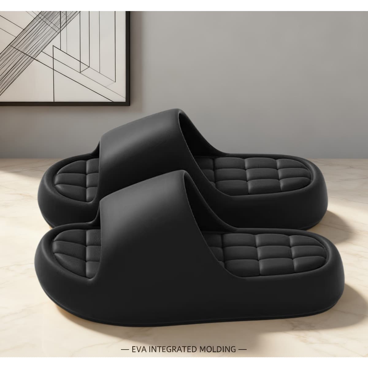 Cushioned Grid Insole House Slippers