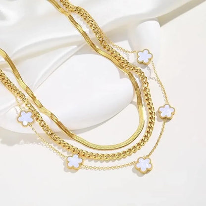 Dainty 3-Ply Clover Layered Necklace for Women