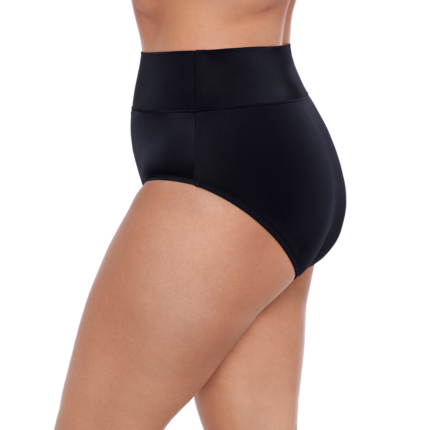 Trimshaper Solid Yoke Top Brief Swim Bottom - Black - FINAL SALE