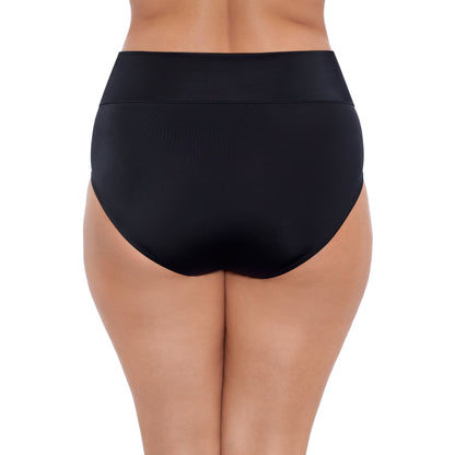 Trimshaper Solid Yoke Top Brief Swim Bottom - Black - FINAL SALE