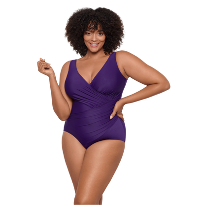 Miraclesuit Solid Womens Oceanus One Piece Swimsuit - Mulberry