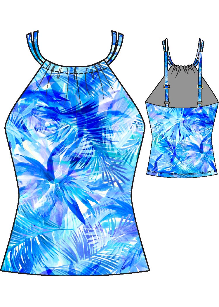 Maxine Of Hollywood High Neck Underwire Tankini Top - Pacific Palms