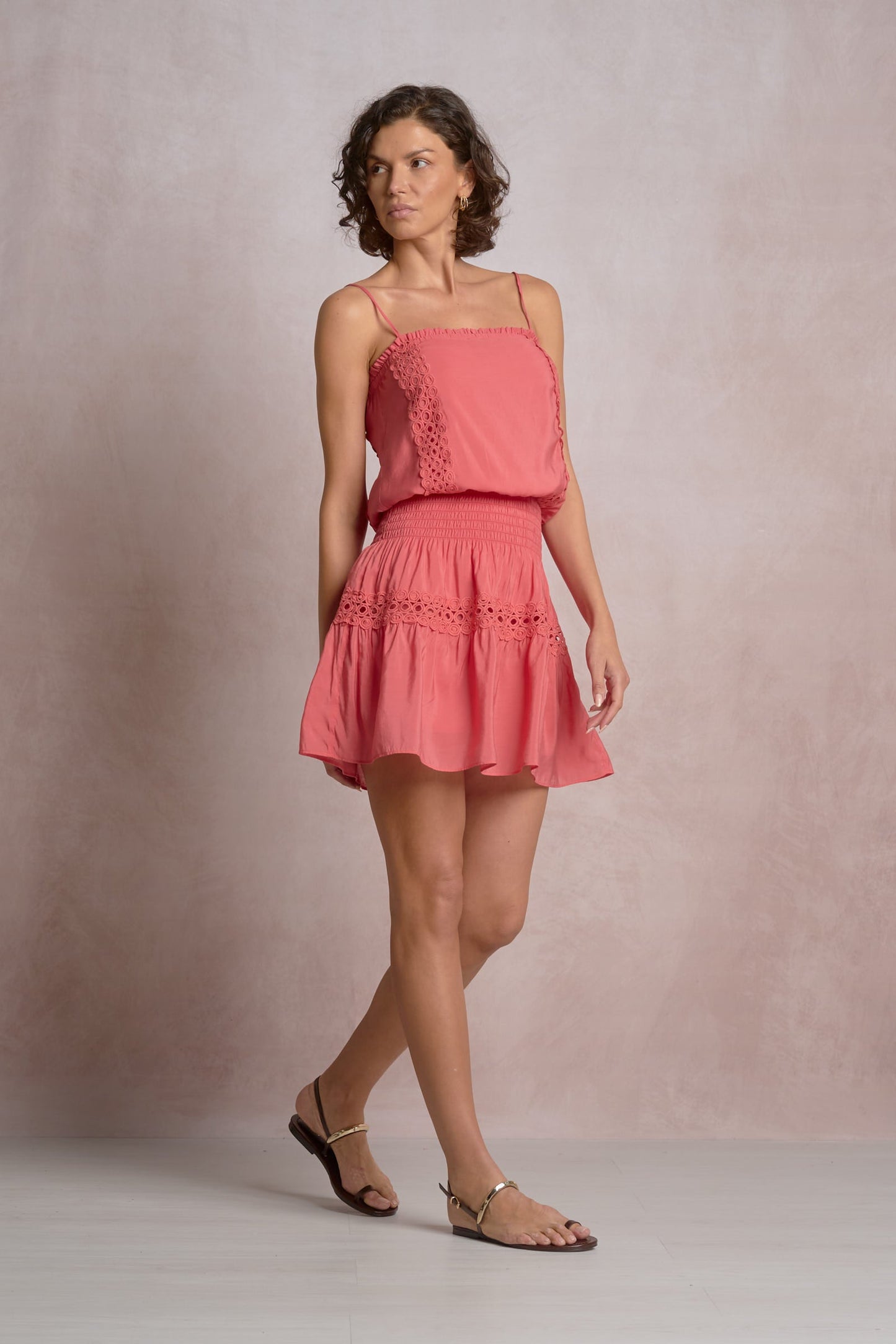 Elan Spaghetti Strap Mini Dress - Bright Pink