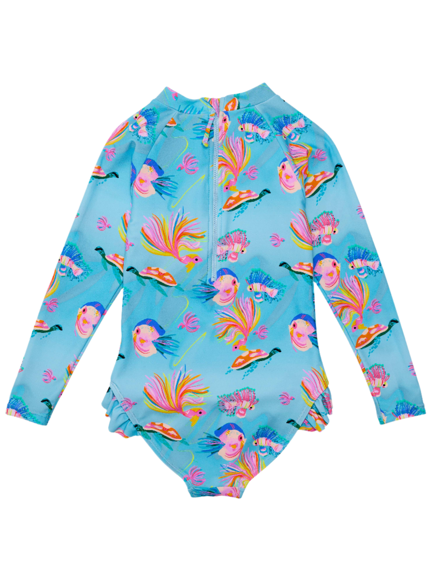 Snapper Rock Girls Sustainable Long Sleeve Surf Suit - Kaleido Fish - FINAL SALE