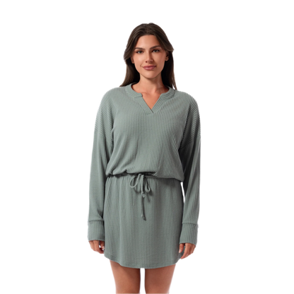Jantzen Relaxed Waffle Knit Coverup Dress - Olive