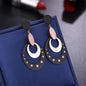 Black & Rose Goldtone Star Circle Drop Earrings