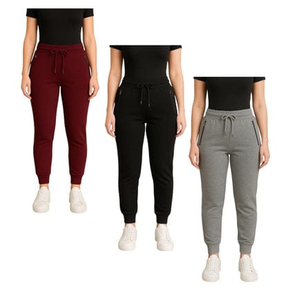 BenBen Womens 3 Pack Zipper Pocket Fleece Jogger