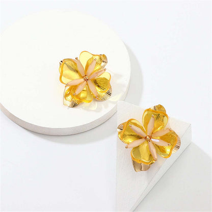 Acrylic & Goldtone Flower Stud Earrings