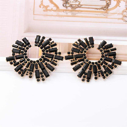 Black Cubic Zirconia & Goldtone Stud Earring