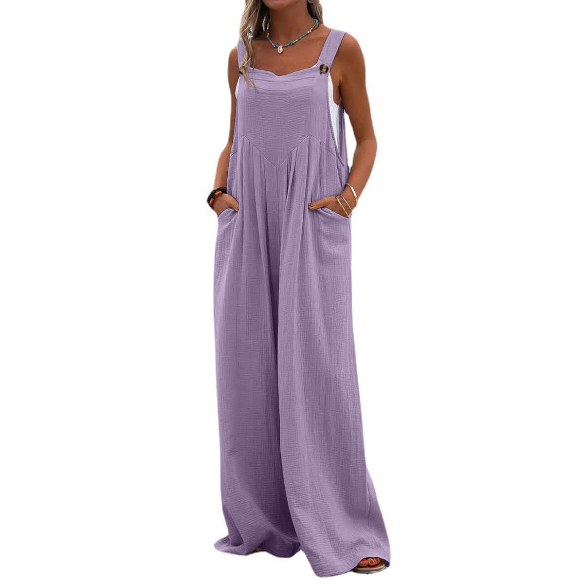 Casual Sleeveless Wide Leg Jumpsuit for Women