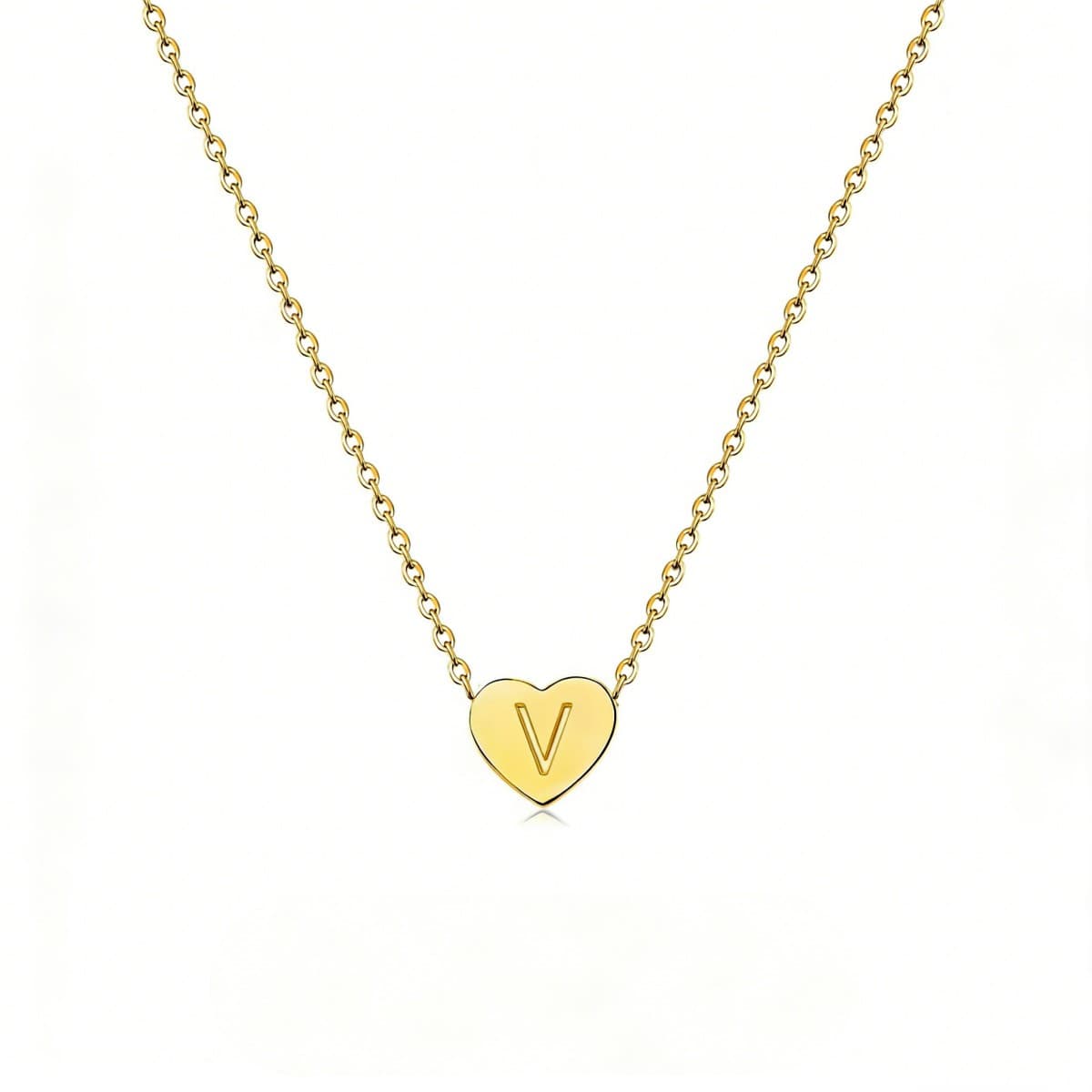 Dainty Initial Heart Necklace Personalized 26 Letters Available