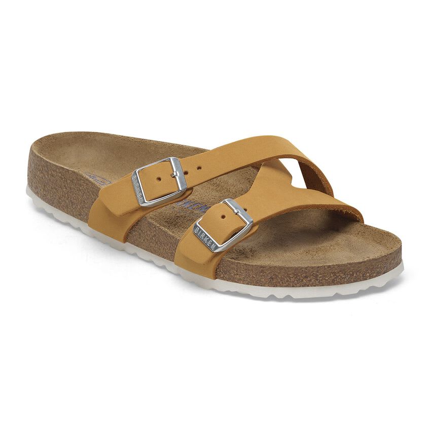 Birkenstock Women's Yao Soft Footbed Nubuck Leather Apricot Sandals