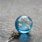 Blue Resin & Silvertone Cloud Pendant Necklace