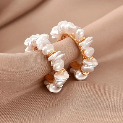 Baroque Pearl Hoop Earrings