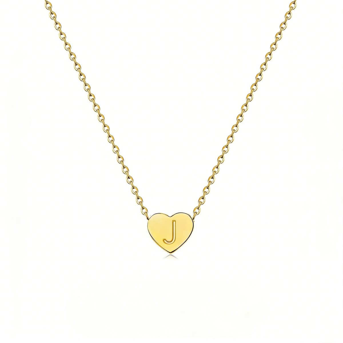 Dainty Initial Heart Necklace Personalized 26 Letters Available