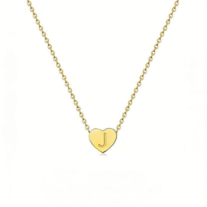 Dainty Initial Heart Necklace Personalized 26 Letters Available