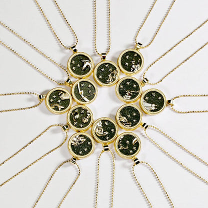 Crystal & 18K Goldtone Plated Zodiac Circular Set of 2 Pendant Necklaces - Aries