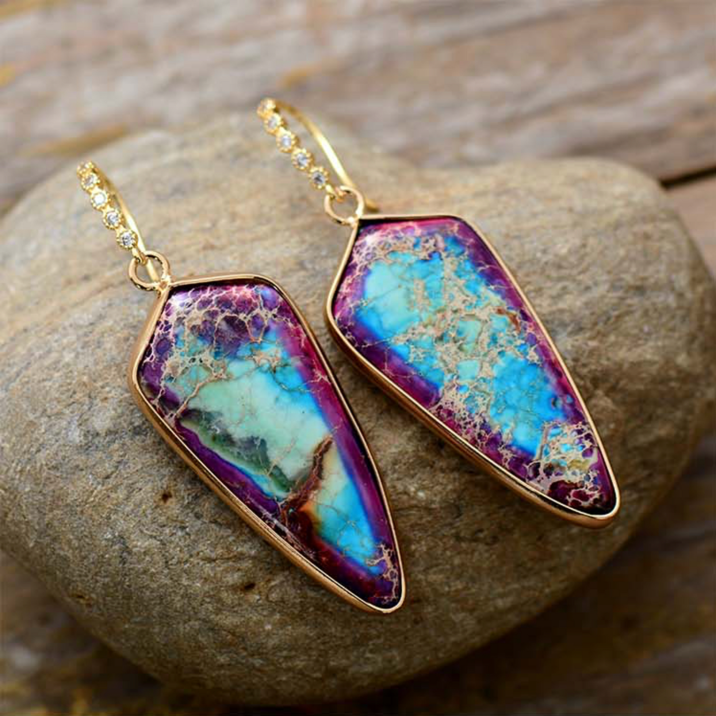 Dyed Jasper Statement Drop Earrings, Bold Elegance with a Unique Touch