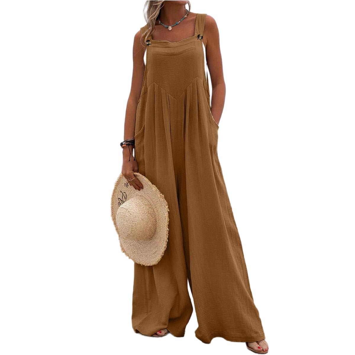 Casual Sleeveless Wide Leg Jumpsuit for Women