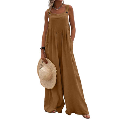 Casual Sleeveless Wide Leg Jumpsuit for Women