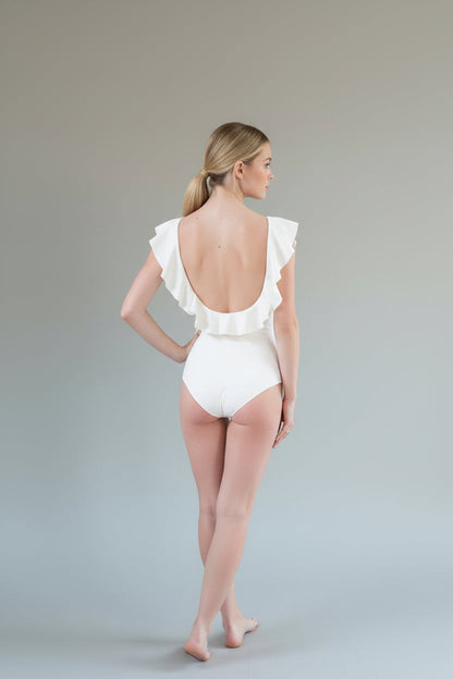 Christian Audigier Retro Ruffle One Piece Off White BMS110-518A